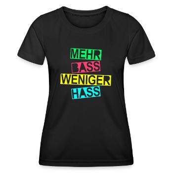 Mehr Bass Weniger Hass - Gegen Rassismus! - Frauen Funktions-T-Shirt - Schwarz - Vorne - AI Model Female 172 light (172cm)