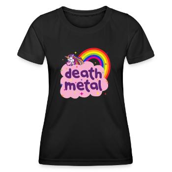 Death Metal Süß Einhorn Regenbogen Wolke Pink Bunt - Frauen Funktions-T-Shirt - Schwarz - Vorne - AI Model Female 172 light (172cm)