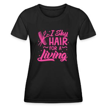 Coiffeur – Coiffeur Coupe de cheveux Coupe de cheveux - T-shirt sport Femme - noir - Devant - AI Model Female 172 light (172cm)