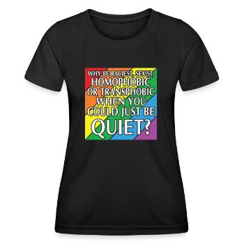 LBGT Flag Gay Pride Human pourrait juste être tranquille - T-shirt sport Femme - noir - Devant - AI Model Female 172 light (172cm)