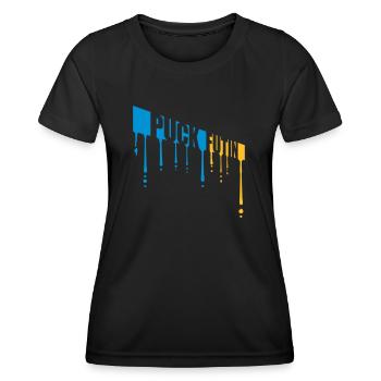puck futin logo design - Women's Functional T-Shirt - black - Front - AI Model Female 172 light (172cm)