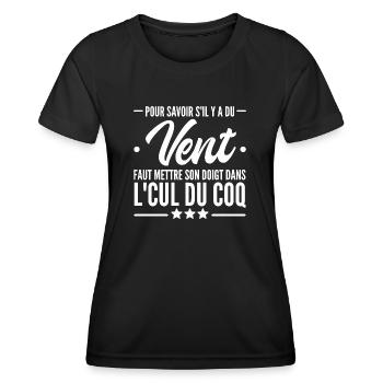 mettre son doigt dans le cul du coq - T-shirt sport Femme - noir - Devant - AI Model Female 172 light (172cm)