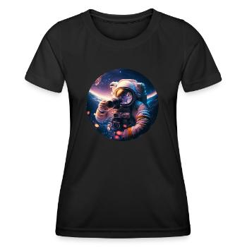 Astronaut photographs gift - Women's Functional T-Shirt - black - Front - AI Model Female 172 light (172cm)