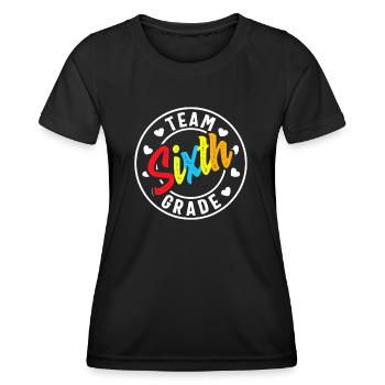 Équipe de sixième année Retour à l’école garçons filles enseignante - T-shirt sport Femme - noir - Devant - AI Model Female 172 light (172cm)