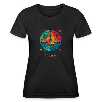 Libra Zodiac Sign - Waage Sternzeichen - Frauen Funktions-T-Shirt - Schwarz - Vorne - AI Model Female 172 light (172cm)