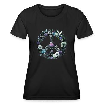 Fleurs de signe de paix, symbole de paix, signe de paix - T-shirt sport Femme - noir - Devant - AI Model Female 172 light (172cm)