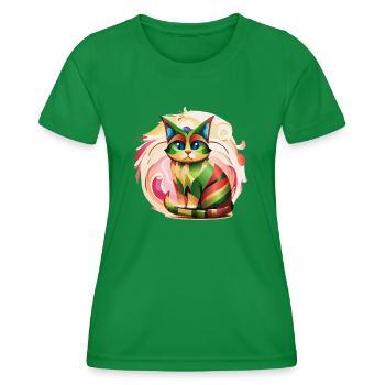 Color Burst Cat - Frauen Funktions-T-Shirt - Kelly Green - Vorne - AI Model Female 172 dark (172cm)