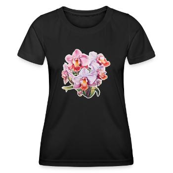 Orchidee - Frauen Funktions-T-Shirt - Schwarz - Vorne - AI Model Female 172 light (172cm)