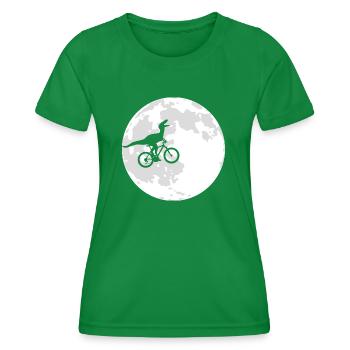Moon Velociraptor Dinosaur Velo - Women's Functional T-Shirt - kelly green - Front - AI Model Female 172 dark (172cm)