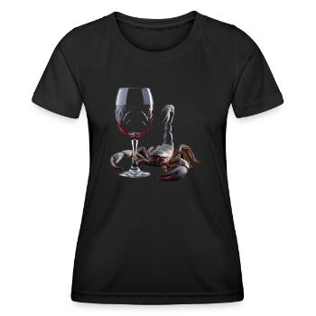 Skorpion Wein - Frauen Funktions-T-Shirt - Schwarz - Vorne - AI Model Female 172 light (172cm)