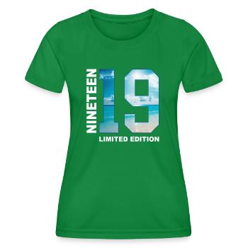 19th Birthday Gift Idea Nineteen - Women's Functional T-Shirt - kelly green - Front - AI Model Female 172 dark (172cm)