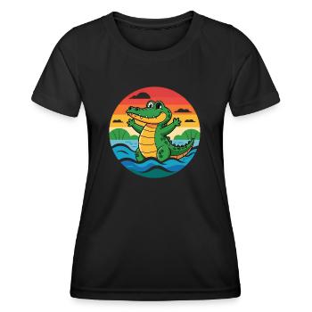 Alligators Rétro Alligator - T-shirt sport Femme - noir - Devant - AI Model Female 172 light (172cm)