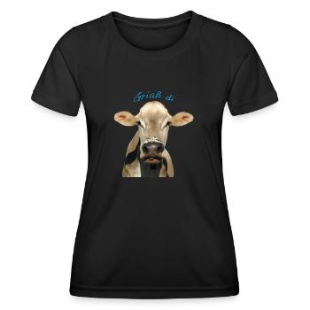 Griaß di Kuh - Frauen Funktions-T-Shirt - Schwarz - Vorne - AI Model Female 172 light (172cm)