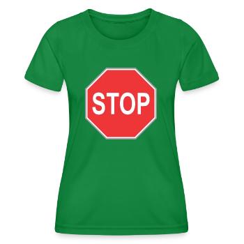 Stop sign - Women's Functional T-Shirt - kelly green - Front - AI Model Female 172 dark (172cm)