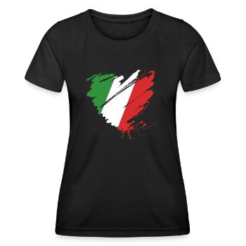 Herz Cuore Italien Italy Calcio Italiano Fußball - Frauen Funktions-T-Shirt - Schwarz - Vorne - AI Model Female 172 light (172cm)