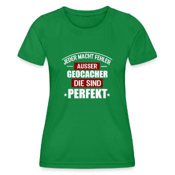 GEOCACHER - Frauen Funktions-T-Shirt - Kelly Green - Vorne - AI Model Female 172 dark (172cm)