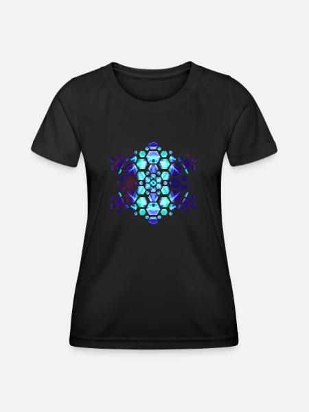 Trance Hexagon II - Frauen Funktions-T-Shirt - Schwarz