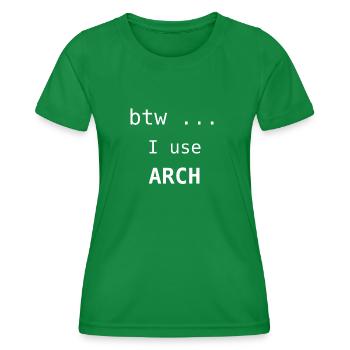 I use Arch - Frauen Funktions-T-Shirt - Kelly Green - Vorne - AI Model Female 172 dark (172cm)