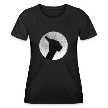 Flaschenbier in der Hand Mond Bier - Frauen Funktions-T-Shirt - Schwarz - Vorne - AI Model Female 172 light (172cm)