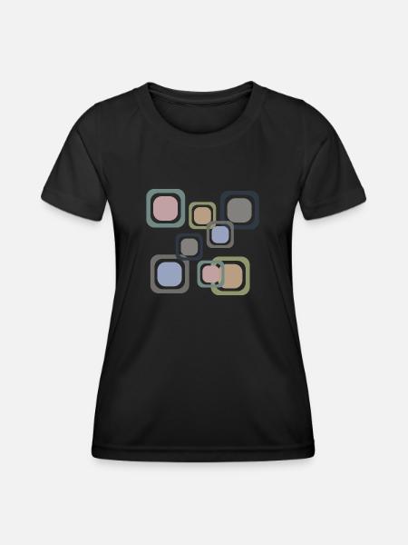 Retro Quadrat - Frauen Funktions-T-Shirt - Schwarz