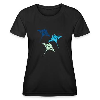 Maori Manta Stingray Group Tribal Tattoo - Women's Functional T-Shirt - black - Front - AI Model Female 172 light (172cm)