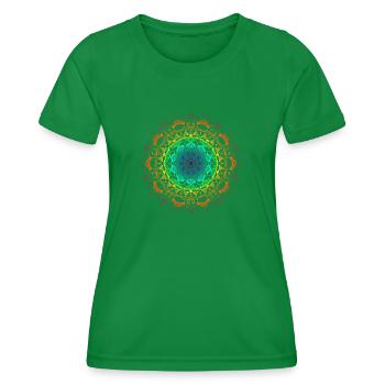 Regenbogen-Mandala - Frauen Funktions-T-Shirt - Kelly Green - Vorne - AI Model Female 172 dark (172cm)