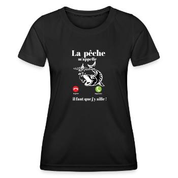 La pêche m'appelle ! - T-shirt sport Femme - noir - Devant - AI Model Female 172 light (172cm)