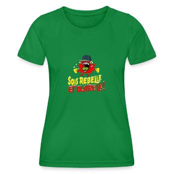 Sois rebelle et ouvre la ! - T-shirt sport Femme - vert - Devant - AI Model Female 172 dark (172cm)