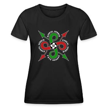 Lauburu Croix Basque - Frauen Funktions-T-Shirt - Schwarz - Vorne - AI Model Female 172 light (172cm)