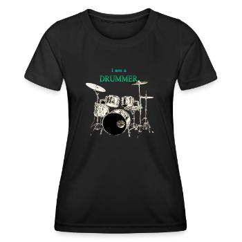 I am a Drummer Schlagzeuger Schlagzeug - Frauen Funktions-T-Shirt - Schwarz - Vorne - AI Model Female 172 light (172cm)