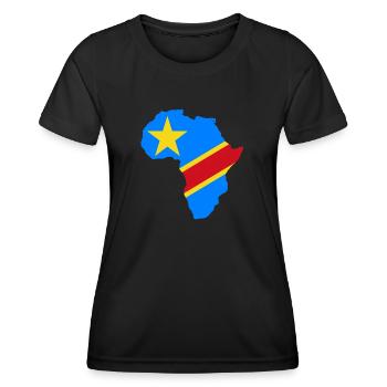 Kongo RDC - Frauen Funktions-T-Shirt - Schwarz - Vorne - AI Model Female 172 light (172cm)