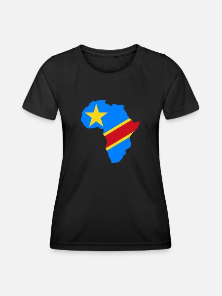 Carte Afrique drapeau Congo RDC - Frauen Funktions-T-Shirt - Schwarz
