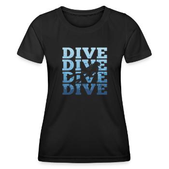 Diver de plongée cool avec motif cool - T-shirt sport Femme - noir - Devant - AI Model Female 172 light (172cm)