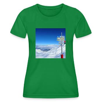 Alps route - Women's Functional T-Shirt - kelly green - Front - AI Model Female 172 dark (172cm)