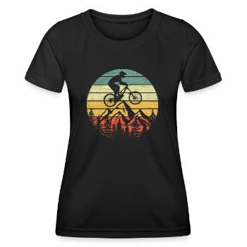 Mountainbike MTB Fahrrad Berge - Frauen Funktions-T-Shirt - Schwarz - Vorne - AI Model Female 172 light (172cm)