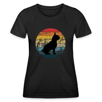 Français Bulldog - T-shirt sport Femme - noir - Devant - AI Model Female 172 light (172cm)