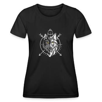 Geometric Grey Wolf in the Crosshairs - Women's Functional T-Shirt - black - Front - AI Model Female 172 light (172cm)