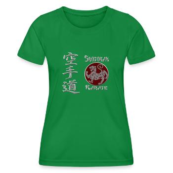 Shotokan Karate TigerLogo Calligraphy Martial Arts - Frauen Funktions-T-Shirt - Kelly Green - Vorne - AI Model Female 172 dark (172cm)