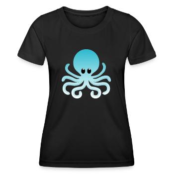 Pieuvre Ombre bleu ciel - T-shirt sport Femme - noir - Devant - AI Model Female 172 light (172cm)