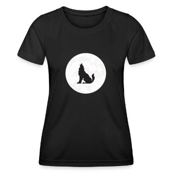 Loup lune loup lune pleine lune - T-shirt sport Femme - noir - Devant - AI Model Female 172 light (172cm)