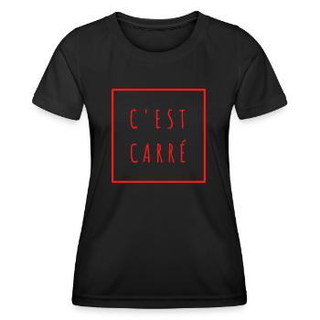 C'est carré - carré rouge - T-shirt sport Femme - noir - Devant - AI Model Female 172 light (172cm)