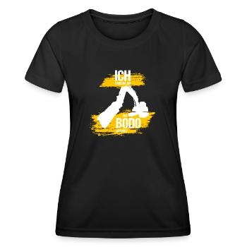 Baggerfahrer Bodo - Ich fang da an wo Bodo aufhört - Frauen Funktions-T-Shirt - Schwarz - Vorne - AI Model Female 172 light (172cm)