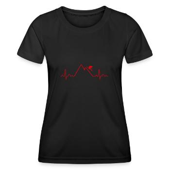 Heartbeat Skifahren Wintersport Ski-Liebhaber Gift - Frauen Funktions-T-Shirt - Schwarz - Vorne - AI Model Female 172 light (172cm)