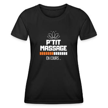 P'tit massage en cours - T-shirt sport Femme - noir - Devant - AI Model Female 172 light (172cm)