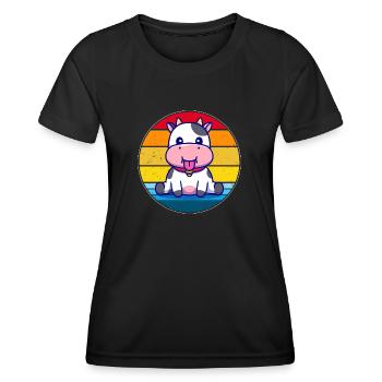 Vache humour vintage - T-shirt sport Femme - noir - Devant - AI Model Female 172 light (172cm)