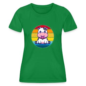 Vache humour vintage - T-shirt sport Femme - vert - Devant - AI Model Female 172 dark (172cm)