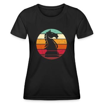 Schach Vintage Schachfigur Springer Schachspieler - Frauen Funktions-T-Shirt - Schwarz - Vorne - AI Model Female 172 light (172cm)