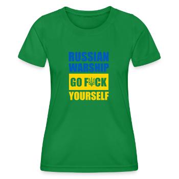 Navire de guerre russe Allez vous faire f*ck vous-même - T-shirt sport Femme - vert - Devant - AI Model Female 172 dark (172cm)