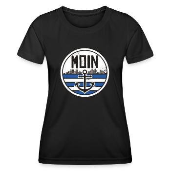 Moin Ihr Spacken Hamburg Norddeutschland Geschenk - Frauen Funktions-T-Shirt - Schwarz - Vorne - AI Model Female 172 light (172cm)