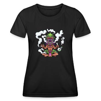 High Man avec masque Tiki - T-shirt sport Femme - noir - Devant - AI Model Female 172 light (172cm)